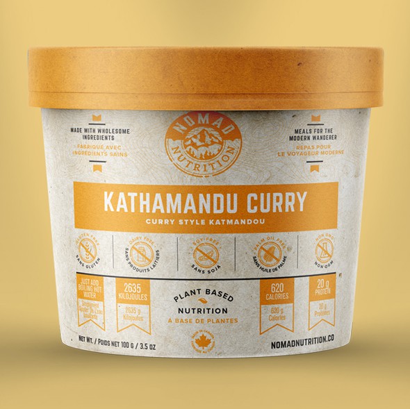 Kraft paper packaging with the title 'Nomad Nutrition '