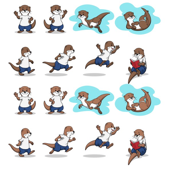 Vector design with the title 'Otter Mascot (clothed version)'