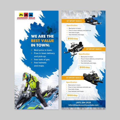 Rack card design with the title 'Colorful rack card design for Jackson Hole'