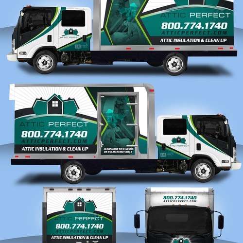 White and green design with the title 'Attic Perfect design'