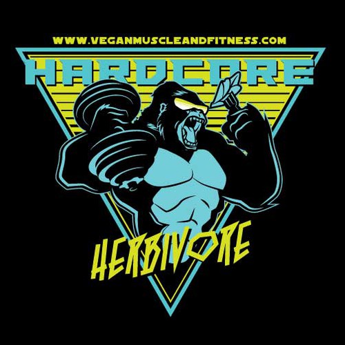 Fitness t-shirt with the title 'HARDCORE HERBIVORE'