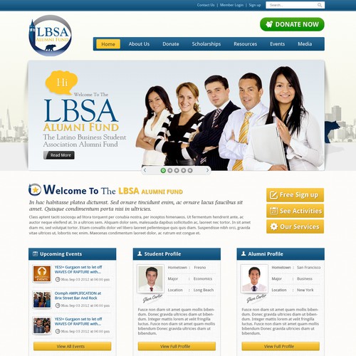 Clean website with the title 'Help student/alumni business group with a new website design'