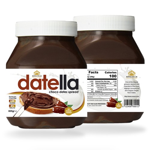 Chocolate label with the title 'Datella - Choco Dates Spread'