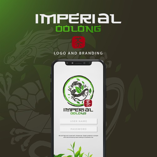 Dragon logo with the title 'classic bold logo for Imperial Oolong'
