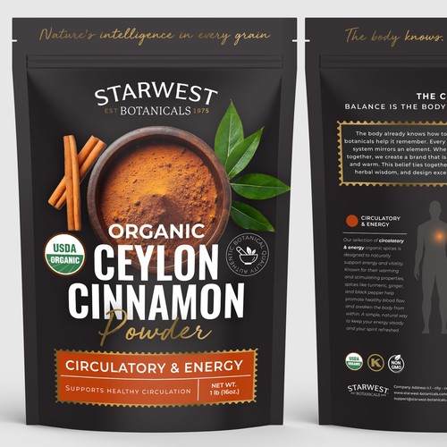 Packaging with the title 'Organic Powder pouch design'