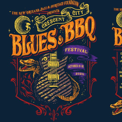 Barbecue design with the title 'Blues & BBQ'