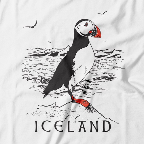 Bird t-shirt with the title 'iceland'