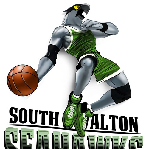 Sports illustration with the title 'South Walton Seahawks Basketball'