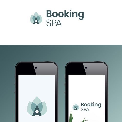 Booking logo with the title 'Logo concept for a Booking Spa app'