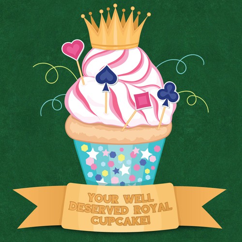 Cupcake design with the title 'Victory Image for World of Solitaire'