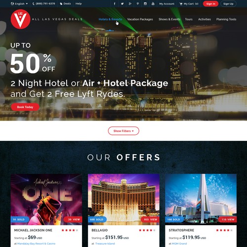 Travel website with the title 'Modern Design for Las Vegas Travel Industry Website '