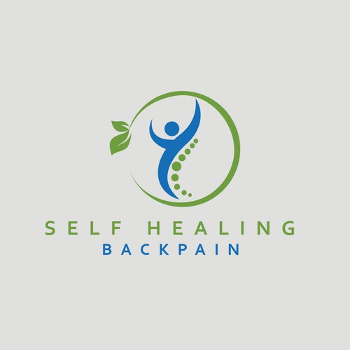 Self-help logo with the title 'Online back pain coach logo'