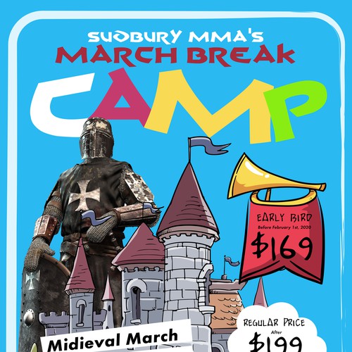Mixed martial arts design with the title 'MMA's March Break Camp'