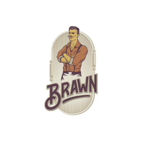 Mustache logo with the title 'Vintage strongman logo'