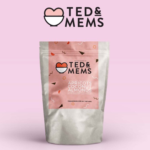 Pink label with the title 'Cute and Quirky Ted&Mems'