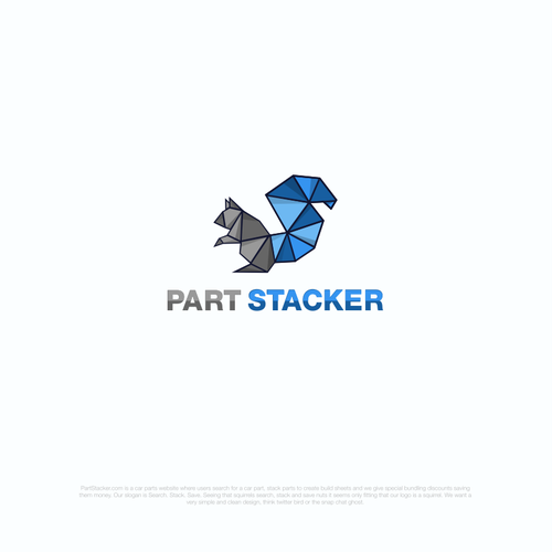 Squirrel logo with the title 'Bold and color full logo design for Part Stacker'
