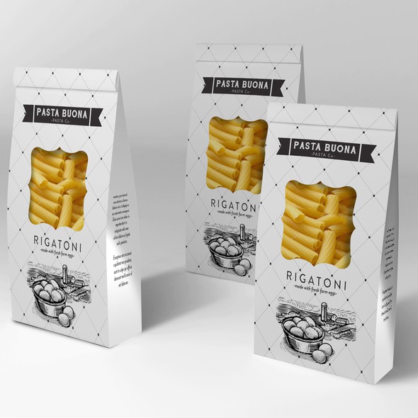 Pasta packaging with the title 'pasta'