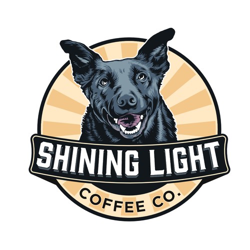 Pictorial logo with the title 'Logo Design for Shining Light Coffee Co.'