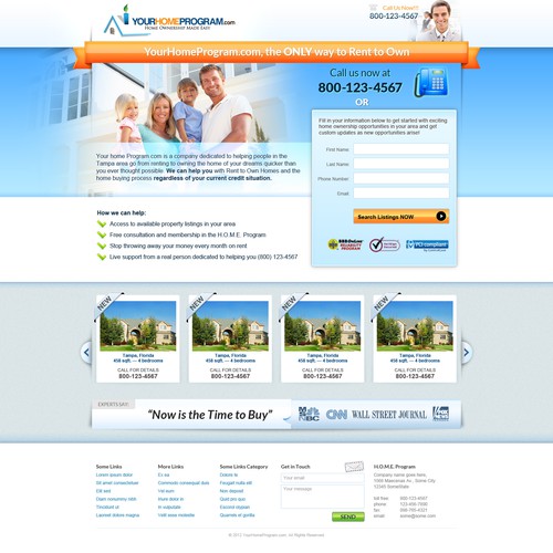 Orange website with the title 'Create the next website design for YourHomeProgram.com'