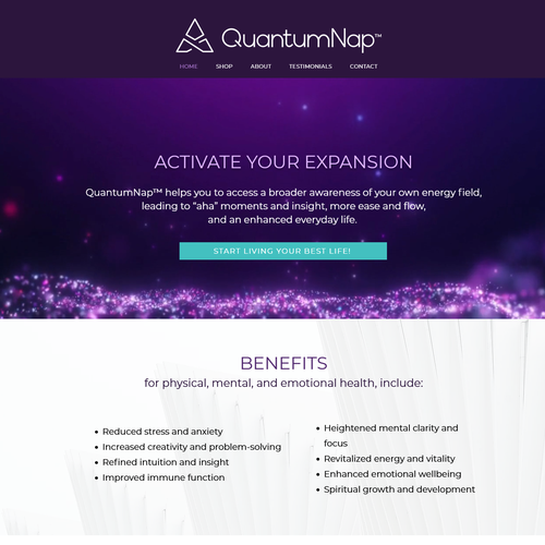Elegant website with the title 'Website design for QuantumNap™ '