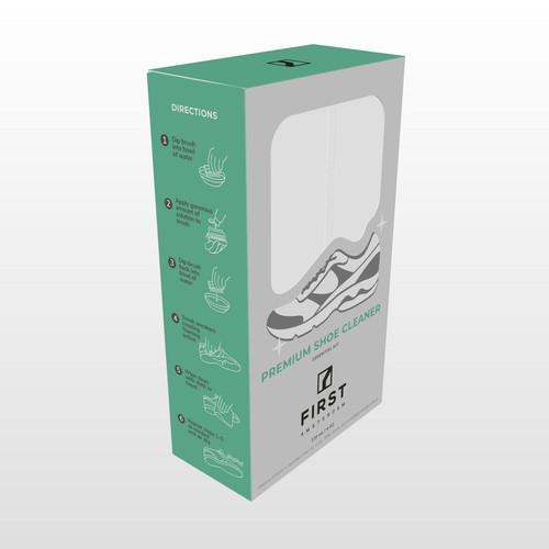 Shoe packaging with the title 'New premium and visual product packaging for a sneaker care product'