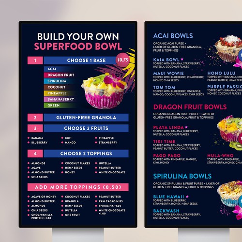 Bowl design with the title 'Kaia Bowls boards'