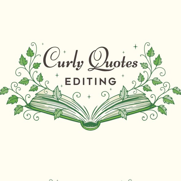 Watercolor brand with the title 'Curly quotes editing'