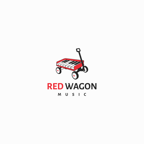 Piano logo with the title 'Red wagon music'