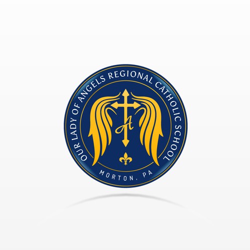 Fleur de lis logo with the title 'Our Lady of Angels Regional Catholic School - Morton, PA'