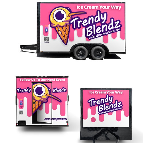 Purple and pink design with the title 'Ice Cream Trailer Wrap Design'