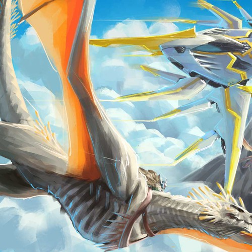 Dragon artwork with the title 'Dragon sci fi illustration contest'