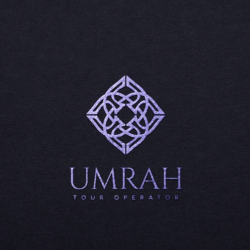 Purple logo with the title 'Logo Design for Umrah Tour Operator'