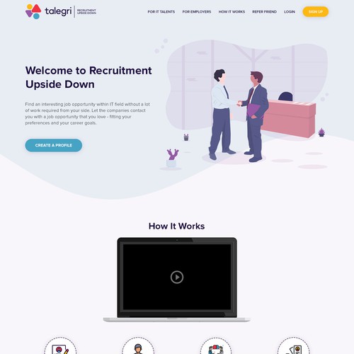 Recruitment design with the title 'Homepage design'