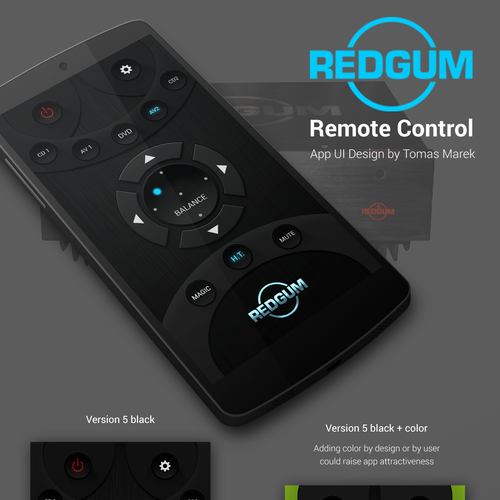 Controller design with the title 'Audio device mobile remote controller UI'