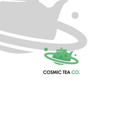 Cosmic logo with the title 'Minimalist logo for tea and space theme '