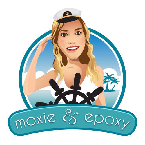 Nautical logo with the title 'Sailbot Captain Caricature'
