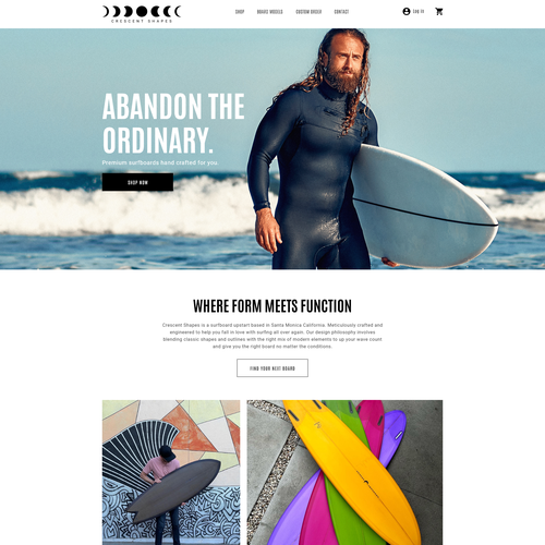 Surfboard design with the title 'Surfboard Website Design'