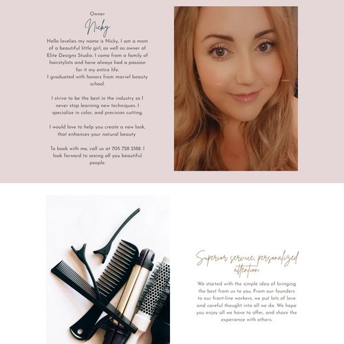 Hair salon design with the title 'WEBSITE DESIGN FOR HAIR SALON - ELITE DESIGN STUDIO'