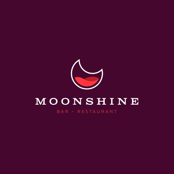 Moonshine logo with the title 'Logo concept for Moonshine bar.'