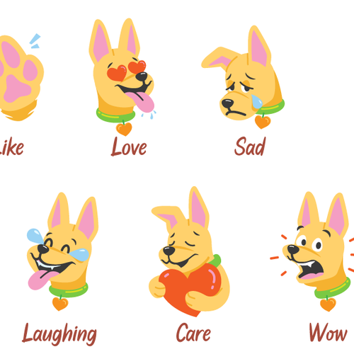 Pet illustration with the title 'Dog Emoji Design '