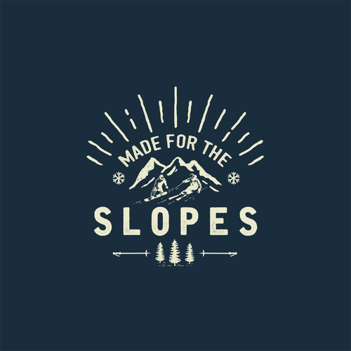 Mountain artwork with the title 'Skiing design illustration for t-shirt'