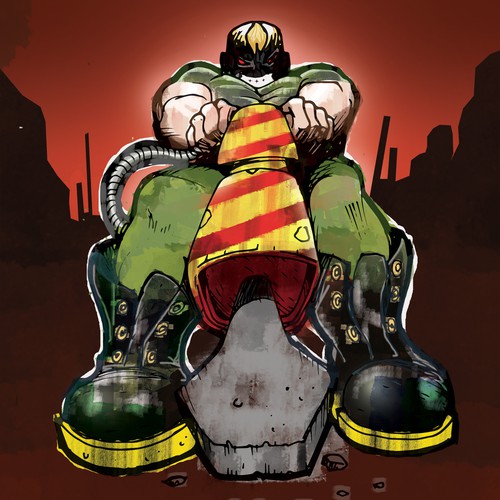 Beer illustration with the title 'Jackhammer beer label character'