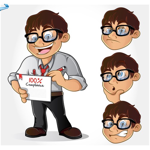 Artwork with the title 'Can you design us a new character to help sell our compliance software product ?'