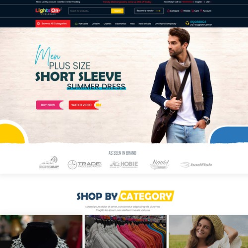 Fashion website with the title 'Lights On Wholesale LLC'