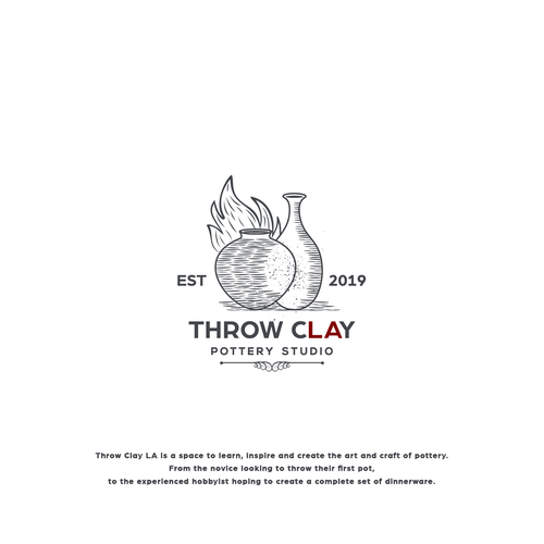 Pottery logo with the title 'Pottery Studio Logo for "Throw Clay LA"'