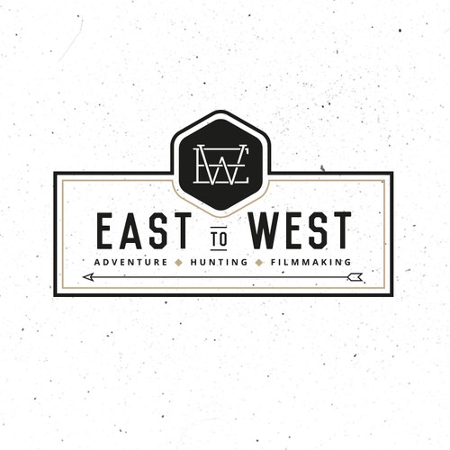 Black and gold logo with the title 'East to West'