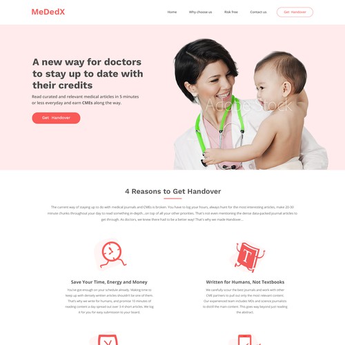 Feminine website with the title 'Web design for medical education app'
