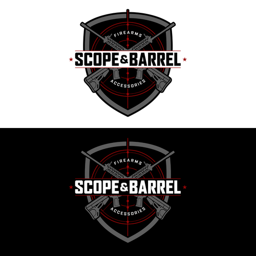 Shooter logo with the title 'Logo design for Scope & Barrel'