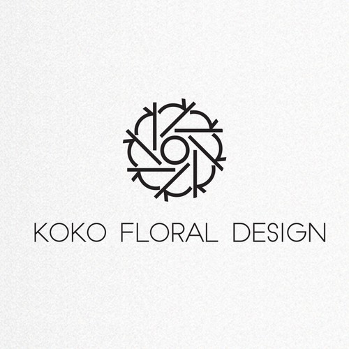 Calligraphy design with the title 'Modern Black and White Logo for floral designer (KOKO)'