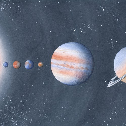 Pencil artwork with the title 'Yuka and the Universe by Wade F. Wilson'